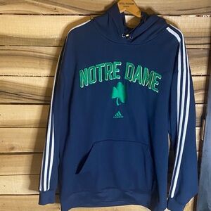 Adidas Navy and Green Notre Dame pullover Hoodie side XXL